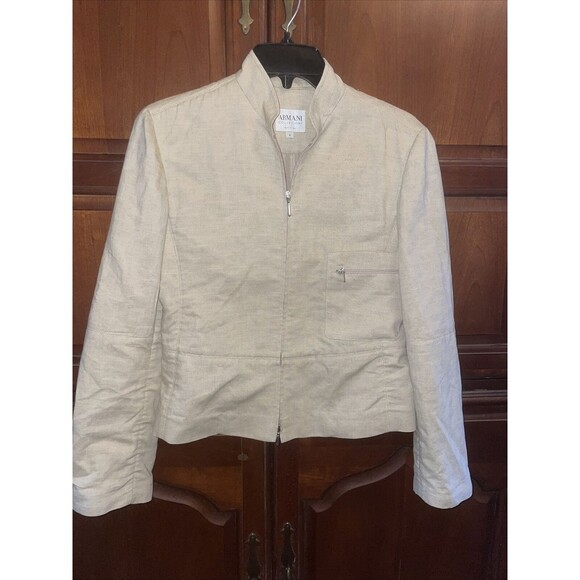 Armani Collezioni Cotton Linen Woman’s Full Zip Jacket Sz 4 Made In Italy - Picture 1 of 9